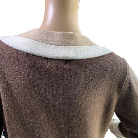 K. Jordan Brown Cream V Neck Long Sleeve Sweater Dress Size Medium - Picture 6 of 12
